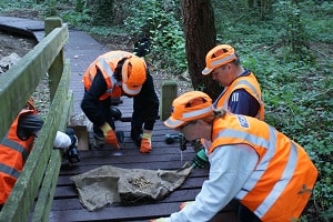 The walkway manufactured from recovered HDPE was laid with the help of Waitrose staff
